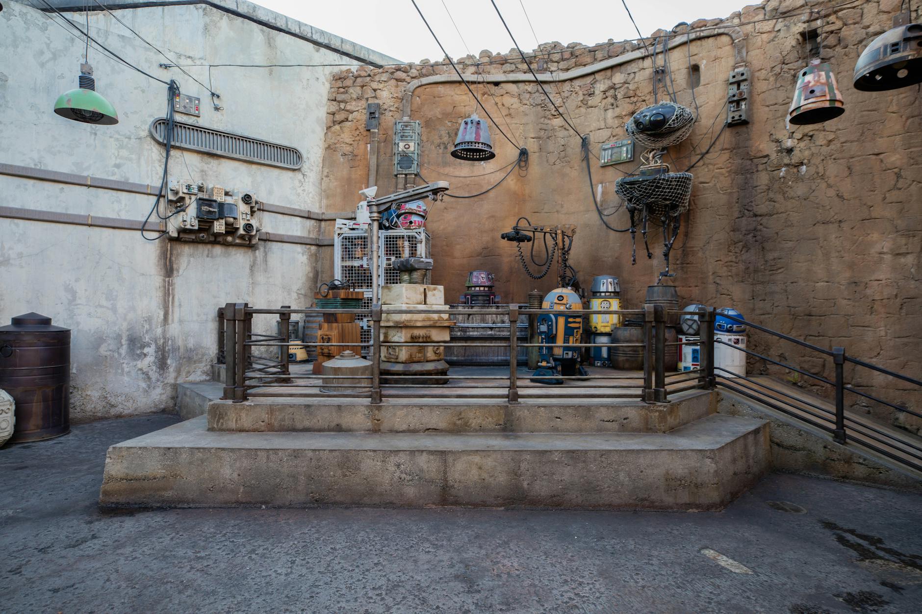 A thematic Star Wars droids display at Disney's Hollywood Studios in Bay Lake, Florida.